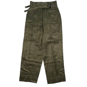 Sandro Paris Green linen belted Wide-leg Pants Size 38 EU (28X27)